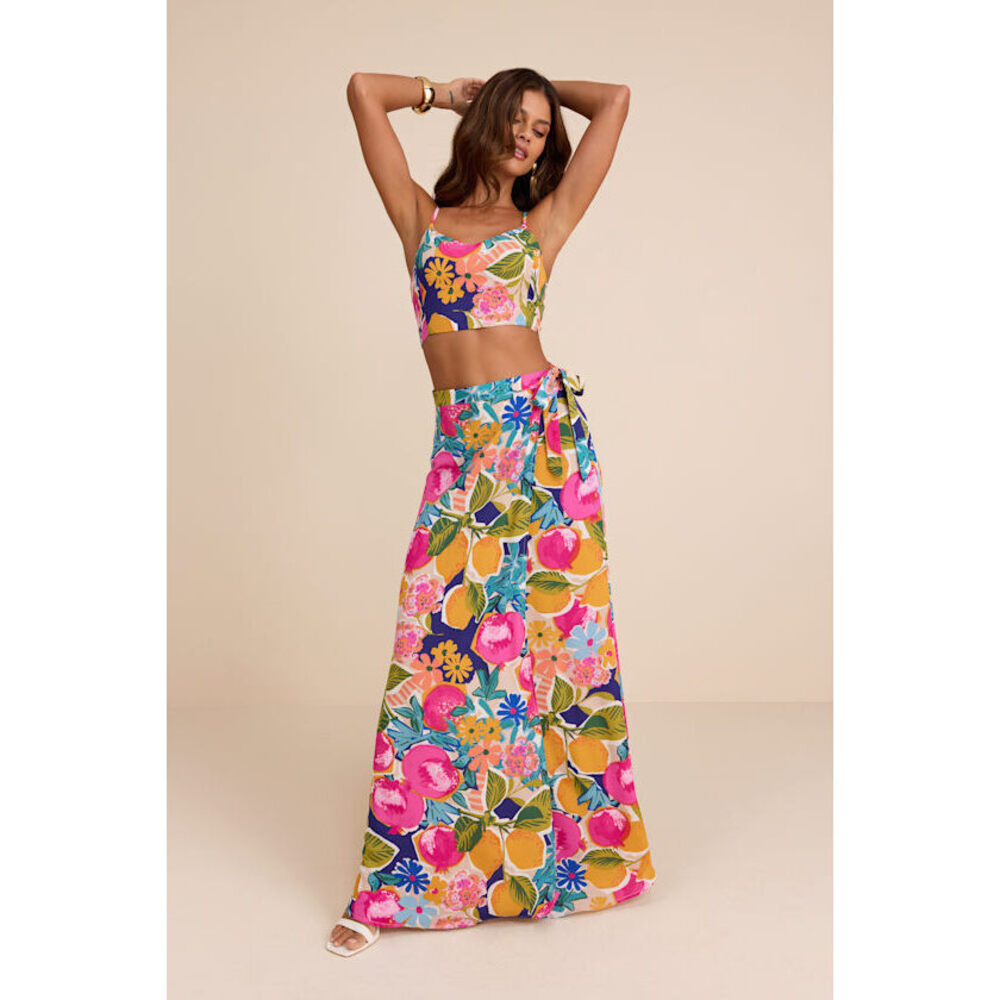 Lulus Bloom With A View Pink Floral Print Two-piece Maxi Dress - Size M